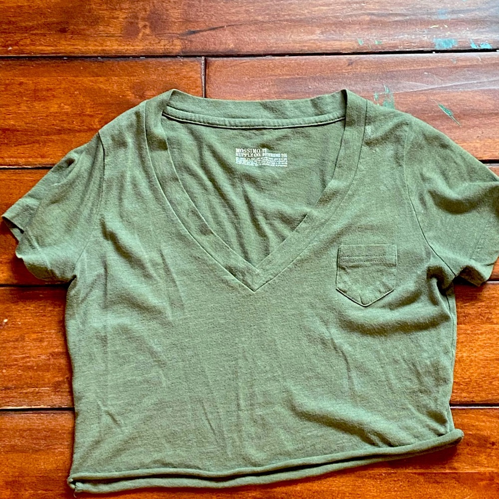 Green Crop Top/ Boyfriend Tee